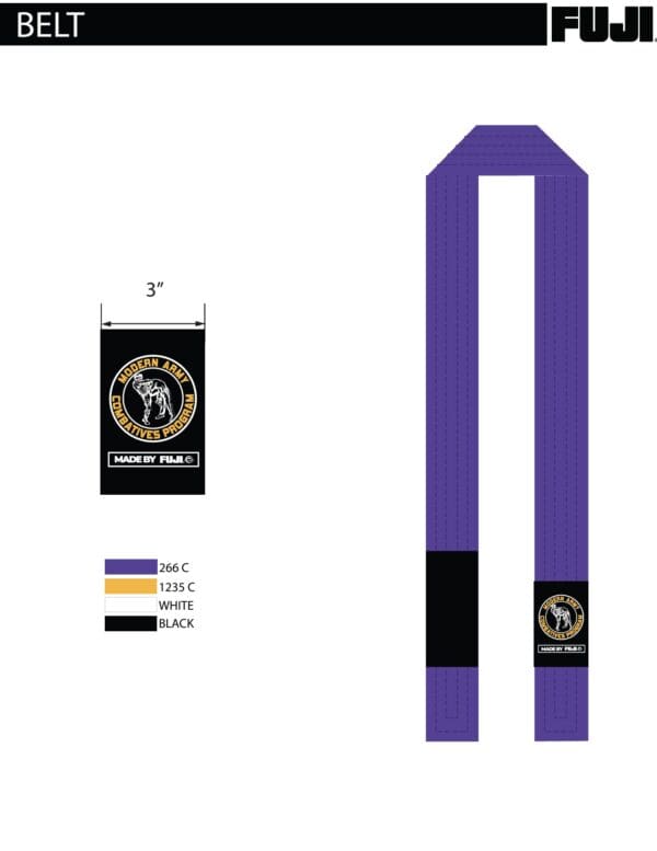 A purple and black sash with the words " power belt ".